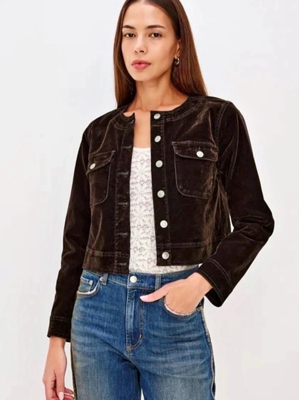 Rails NWT Capistrano Velvet Chocolate Flocked Denim Jacket L